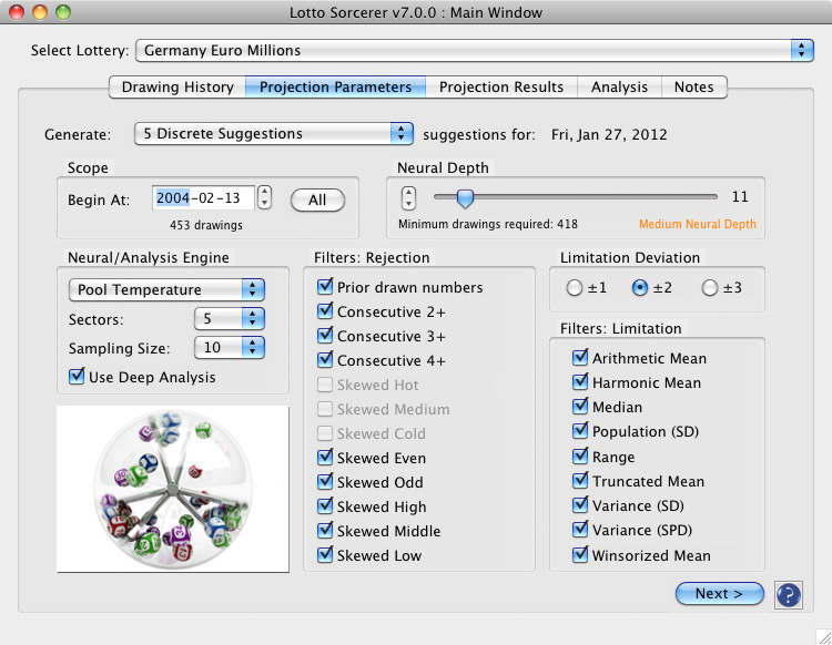 Parameters tab