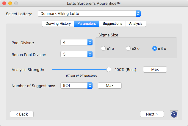 Parameters tab